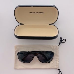 LOUIS VUITTON Tortoise Shell Acetate Gunmetal Aviator Sunglasses
